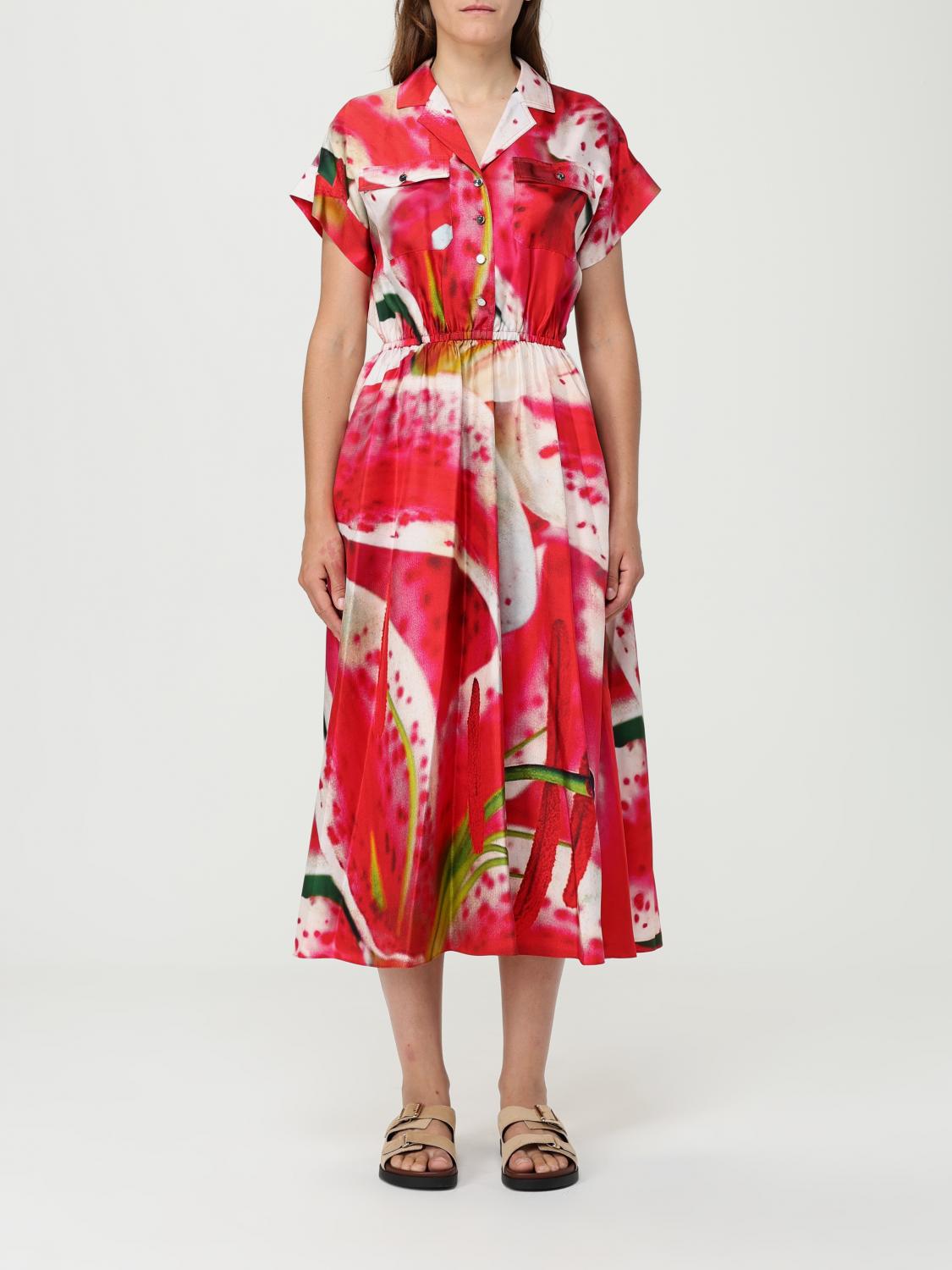 Tory Burch Printed Silk Twill Midi Shirt Dress In Pink