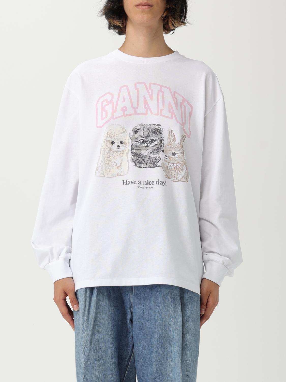 Ganni Have A Nice Day Long-sleeved Top In White