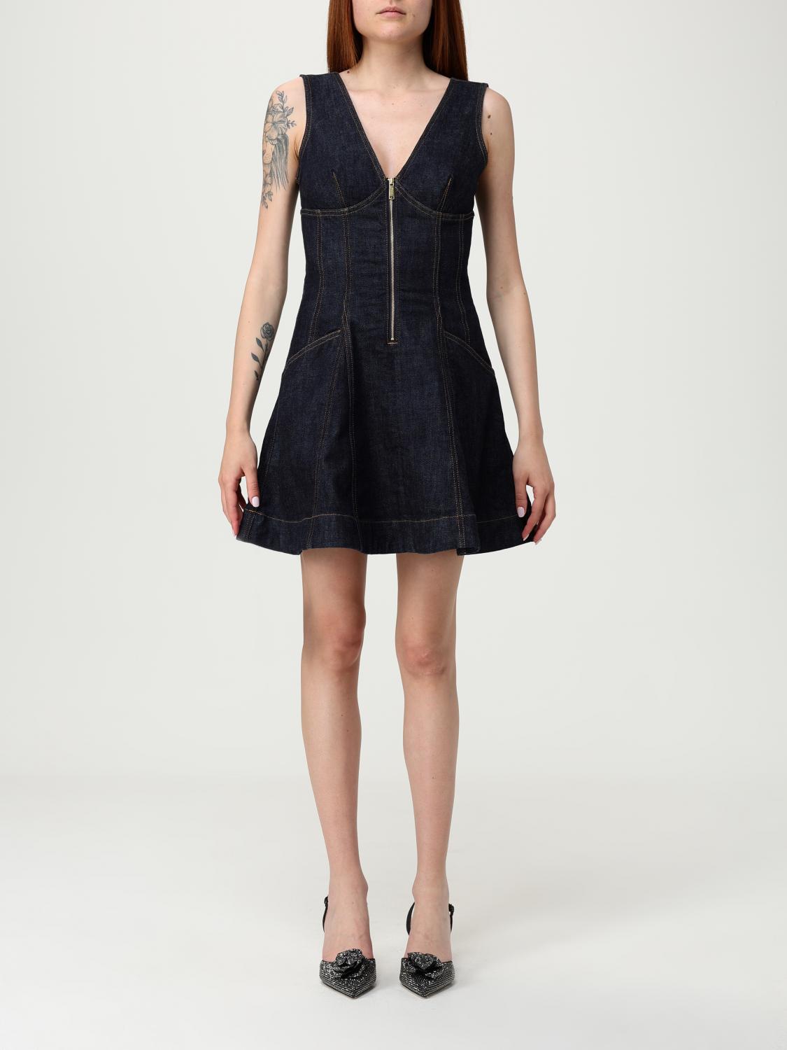 Self-portrait Navy Blue Dress With Bustier Neckline And Zip Detail In Black