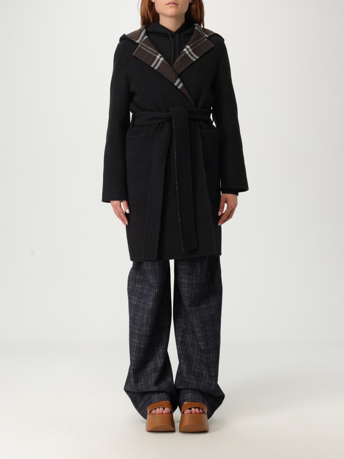 Burberry Coat  Woman Color Black In Black