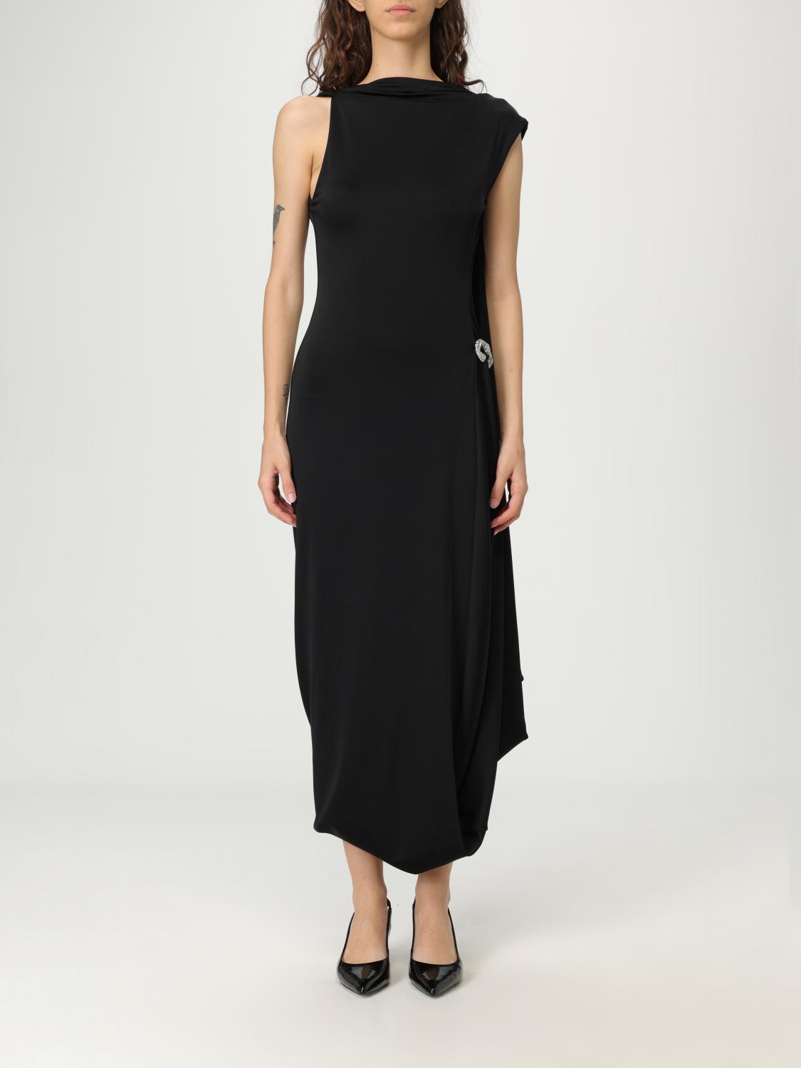 Victoria Beckham Womens Black Draped Twisted-neckline Stretch-woven Midi Dress In Black