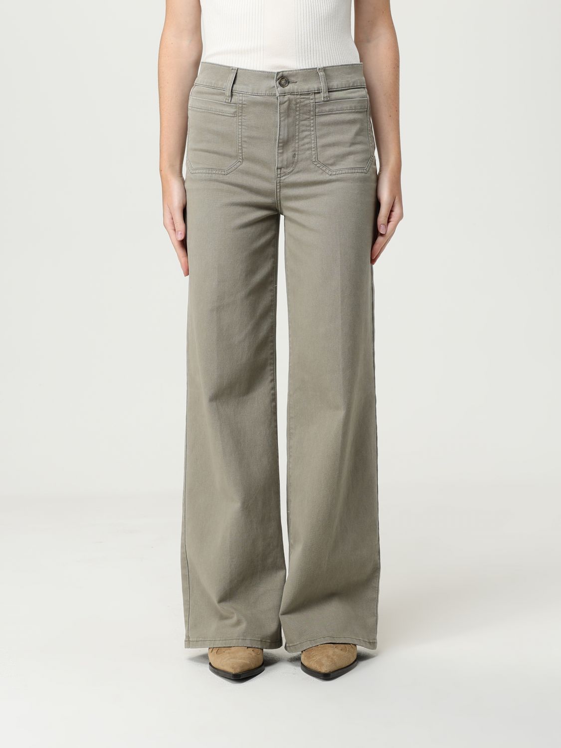Frame Le Slim Palazzo Patch Pocket High Waist Wide Leg Jeans In Gray