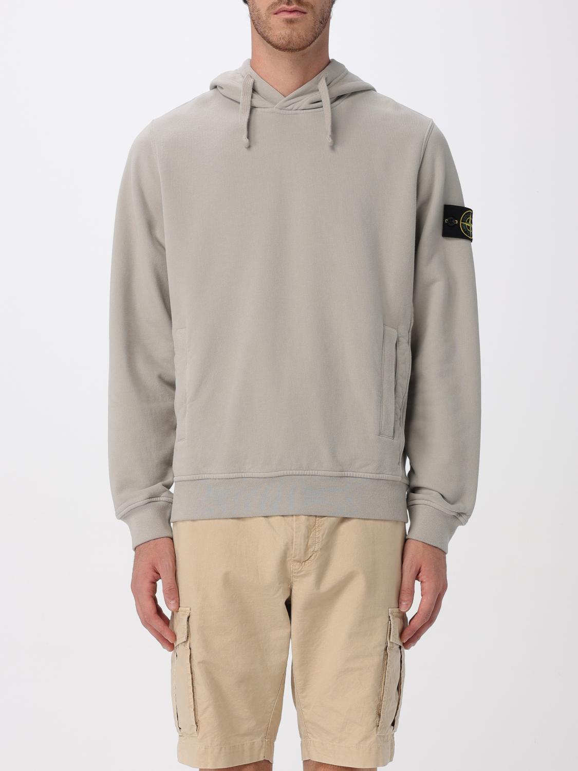 Stone Island Organic Cotton Compass Logo Hoodie In Gray