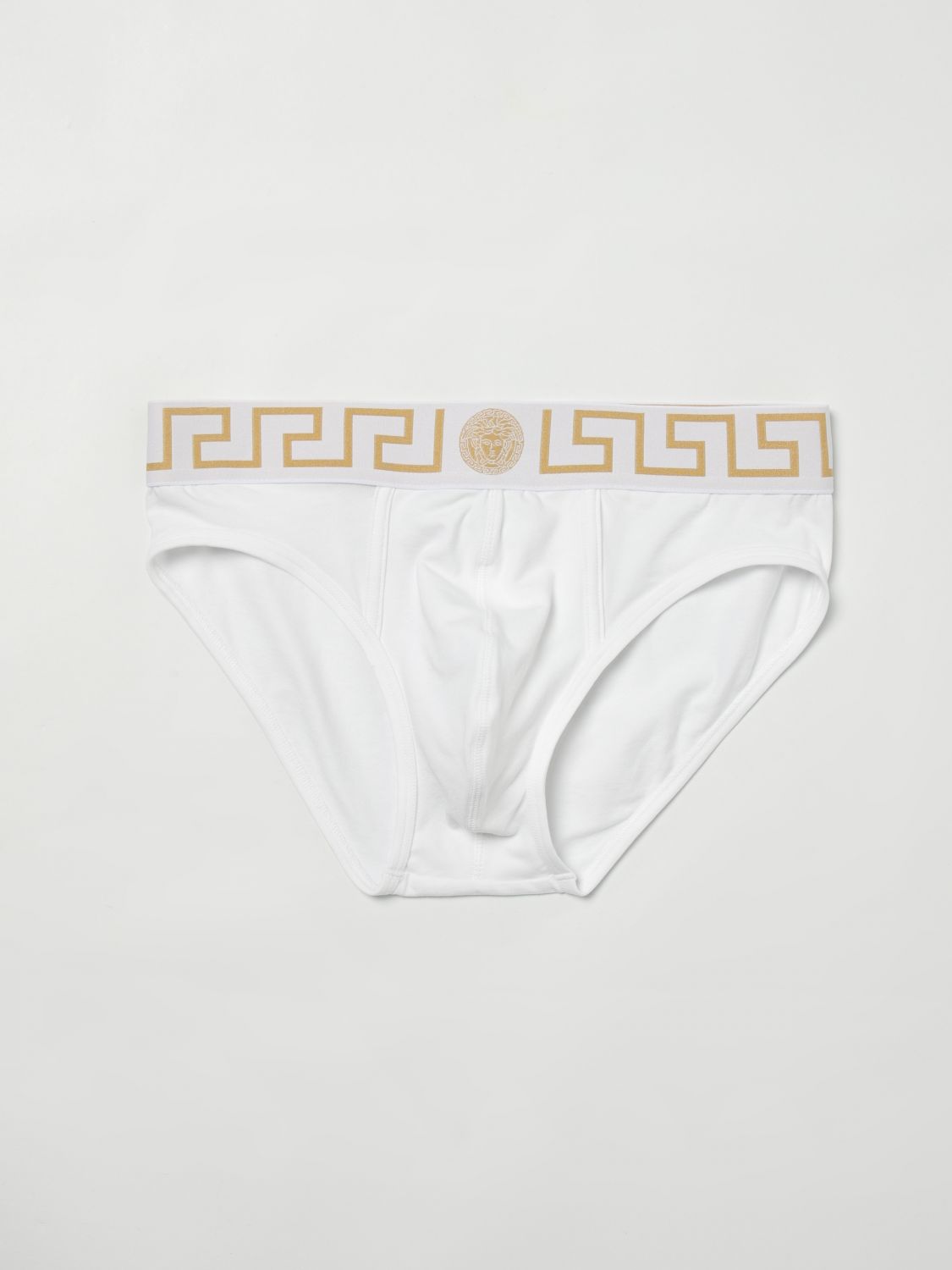 Versace Grecca Band Briefs In White