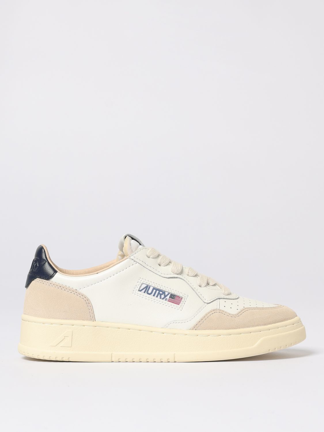 Autry Medalist Low Leather Low-top Sneakers With Suede Inserts In White