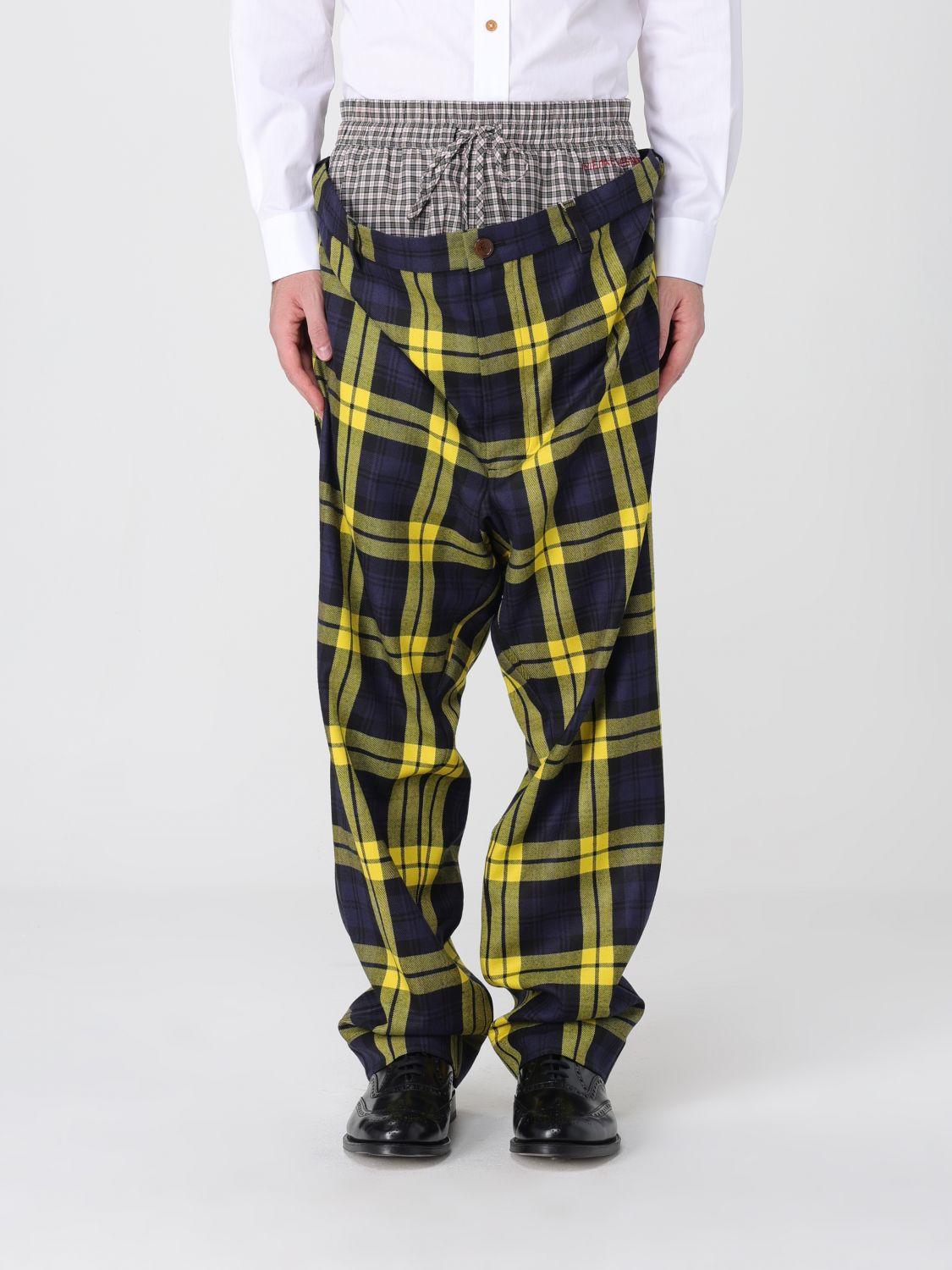 Vivienne Westwood Checkered Trousers Drawstring Button Detail In Multi
