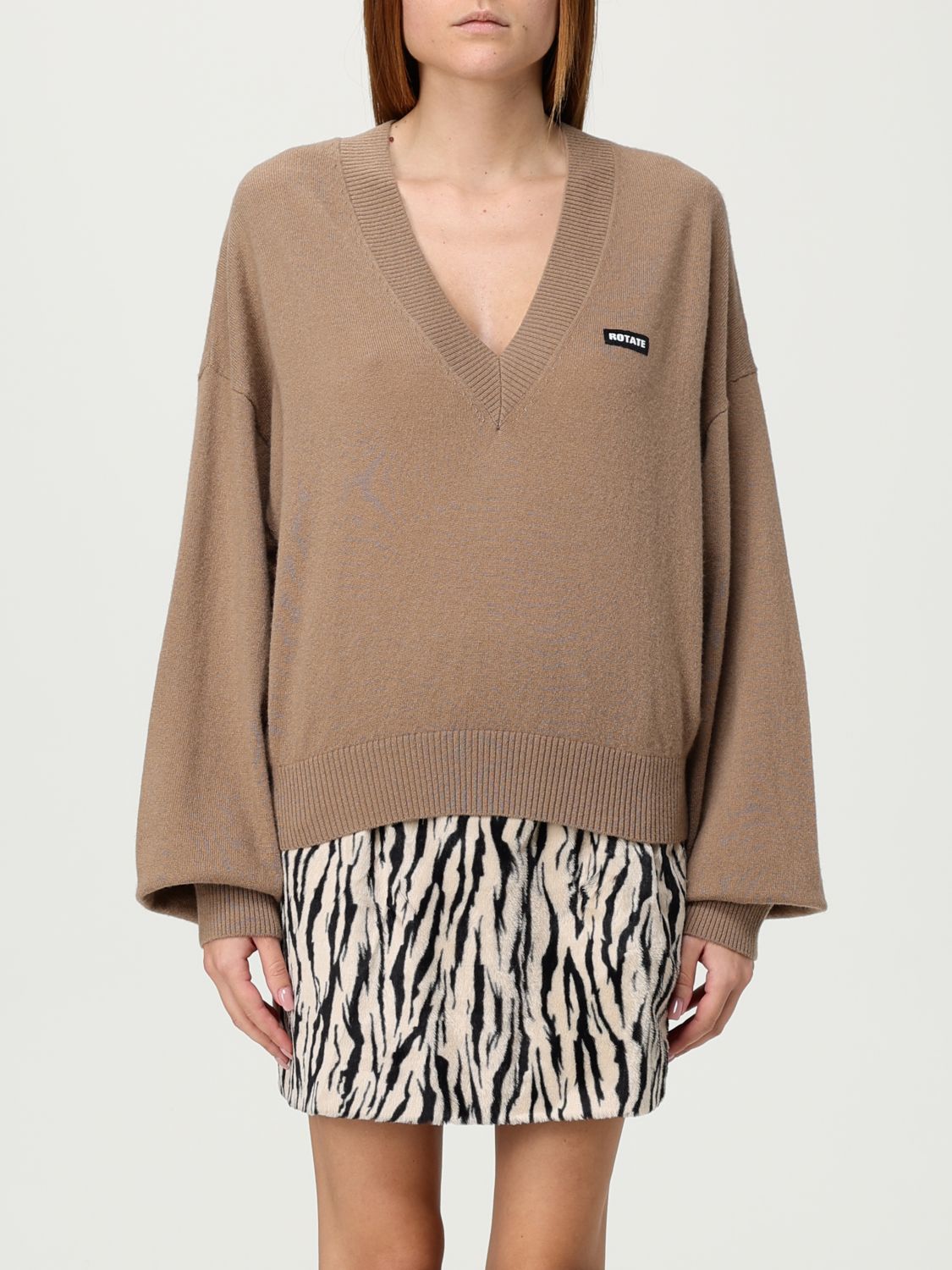 Rotate Birger Christensen Sweater Rotate Woman Color Beige In Brown