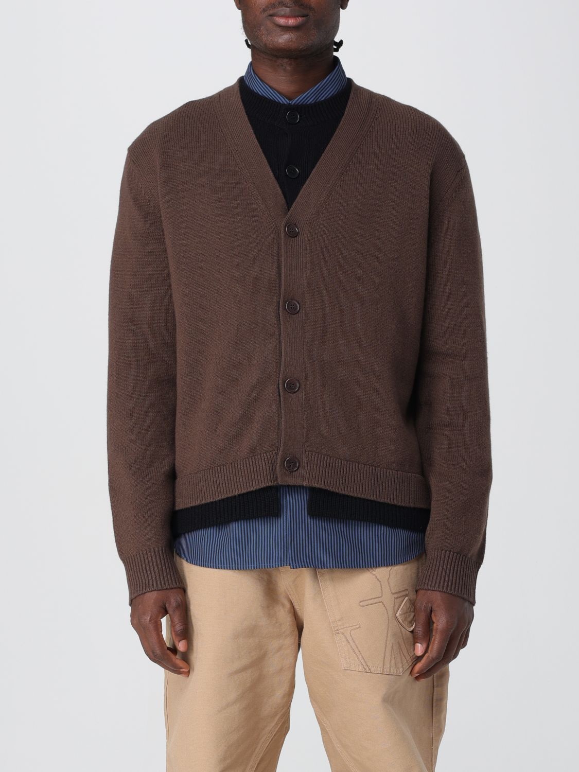 Jw Anderson Brown Cashmere Blend Layered Cardigan In Blue