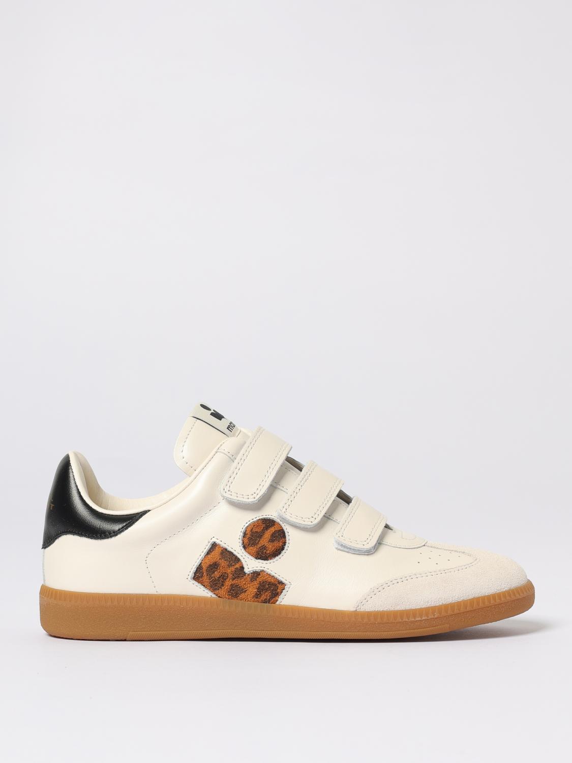 Isabel Marant Calfskin Sneakers Leopard Detail In Gold