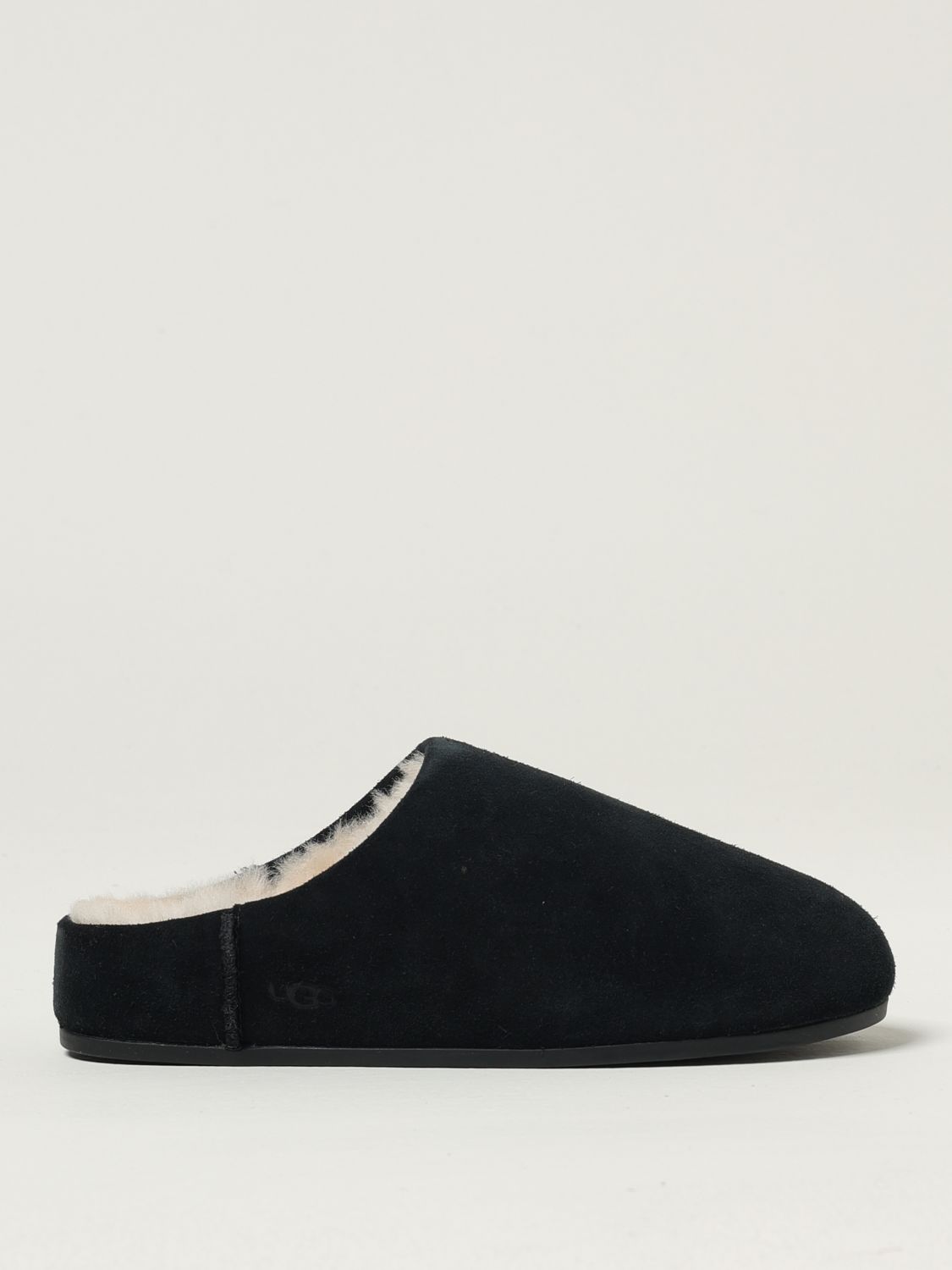 Ugg Slip On Suede Flat Sole Slippers In Black