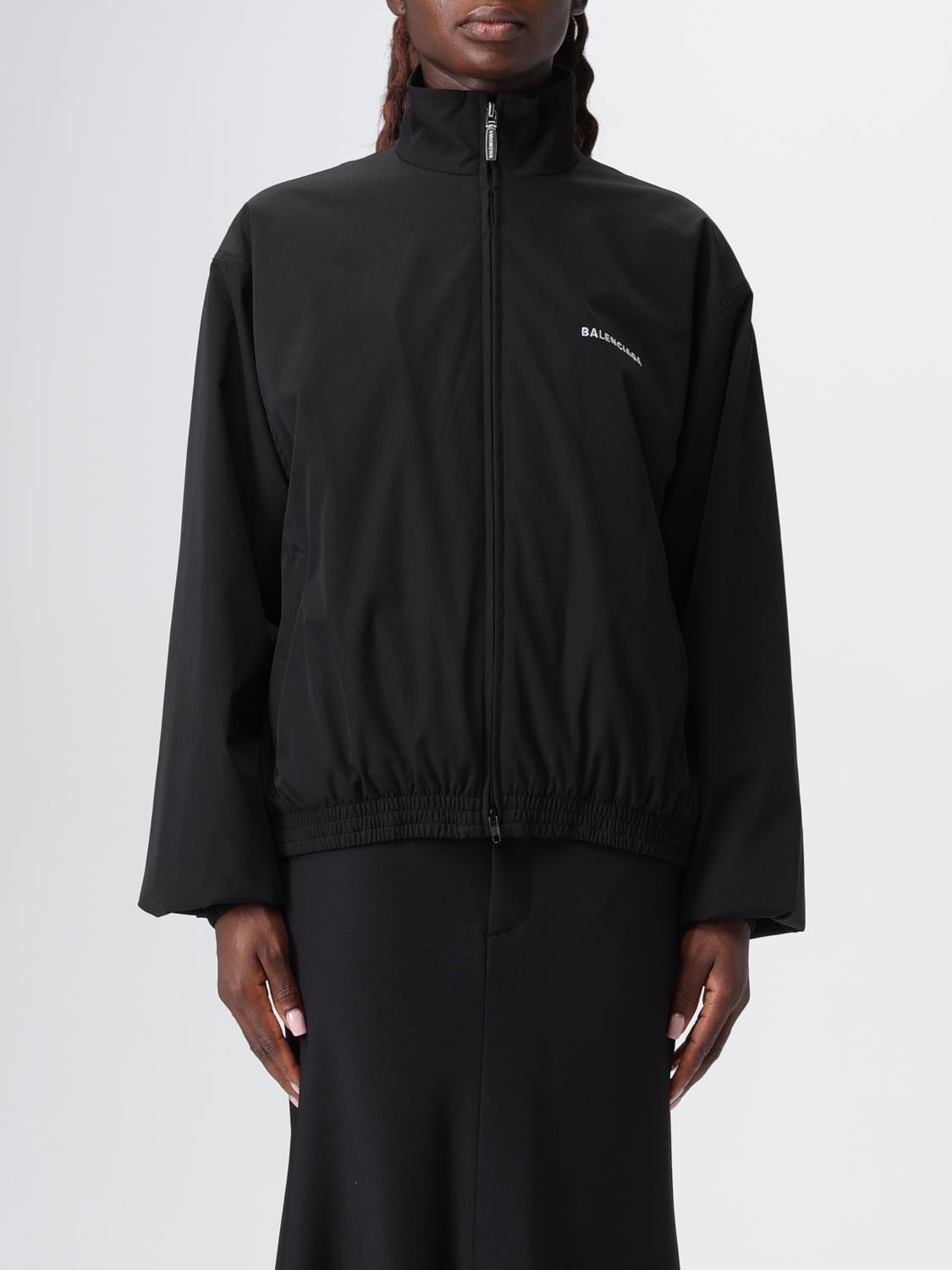 Balenciaga Black Bomber Jacket With Zip And Logo In Black