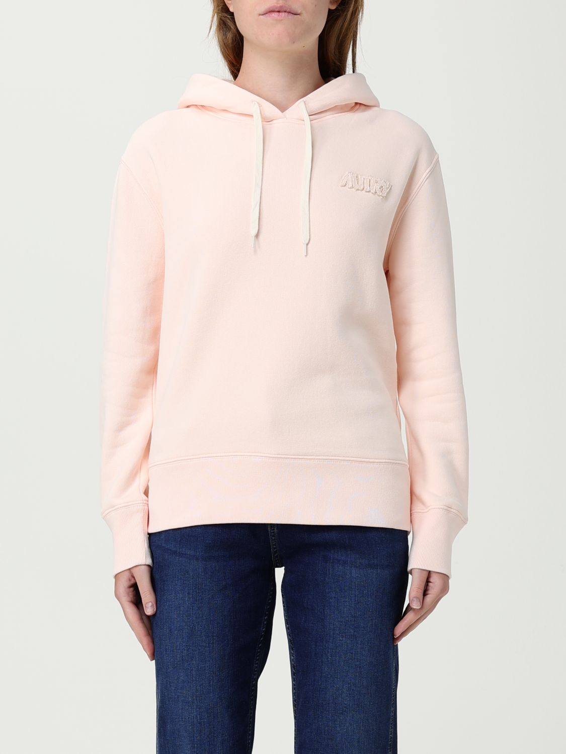 Autry Hooded Sweatshirt With Logo Embroidery And Elasticized Edges In Pink