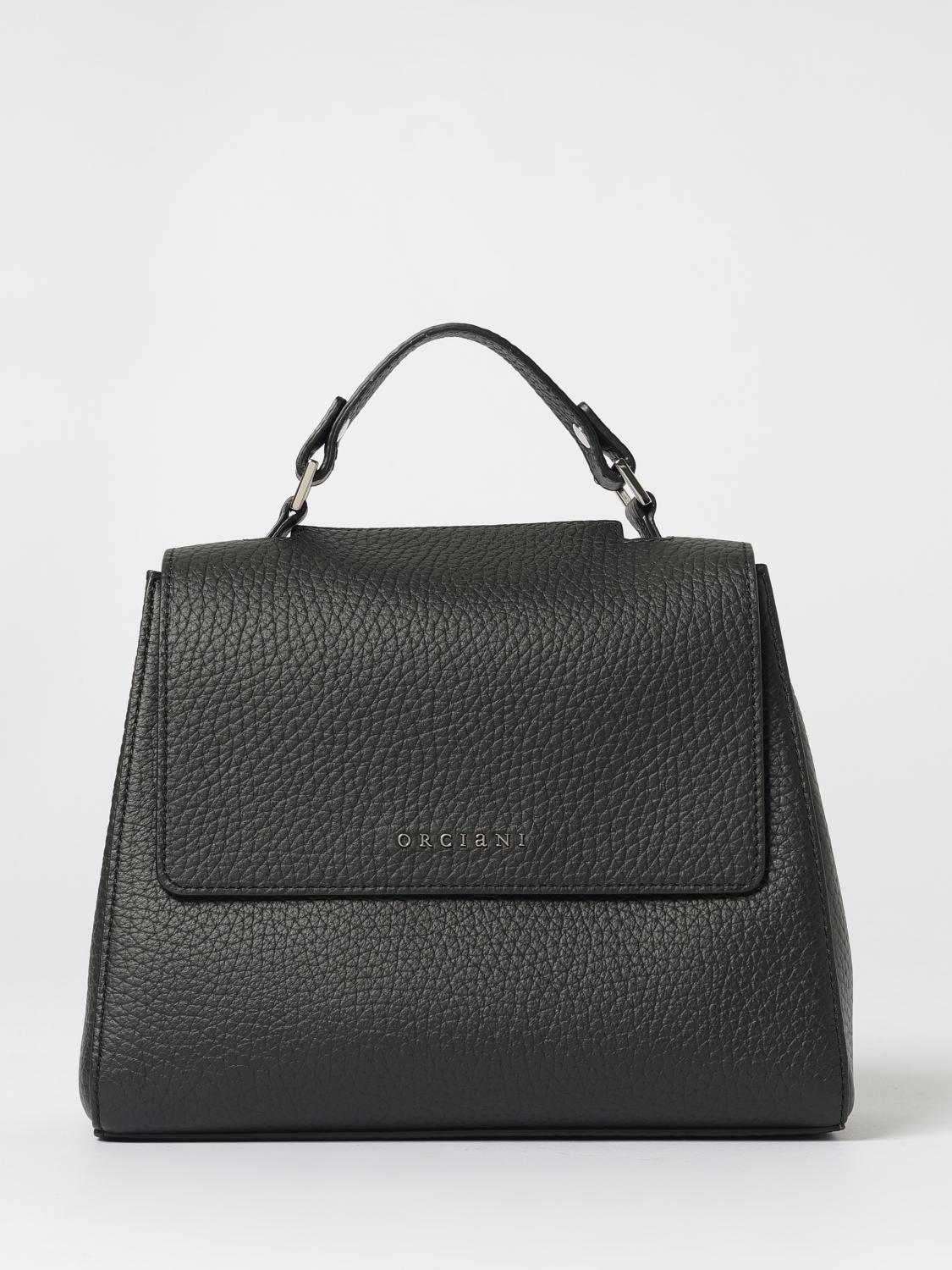 Orciani Medium Textured Leather Shoulder Bag In Black
