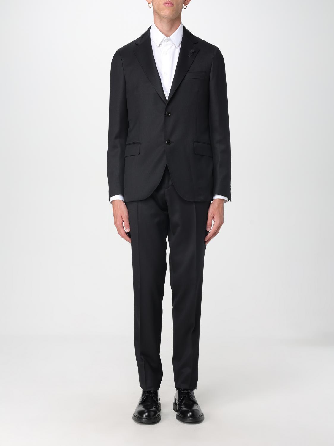 Lardini Single-breasted Suit Featuring Straight-leg Trousers In Black