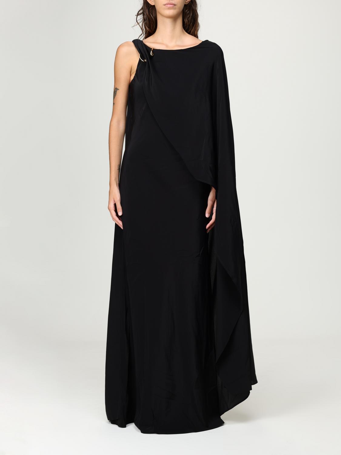 Erika Cavallini Asymmetrical Black Maxi Dress In Black