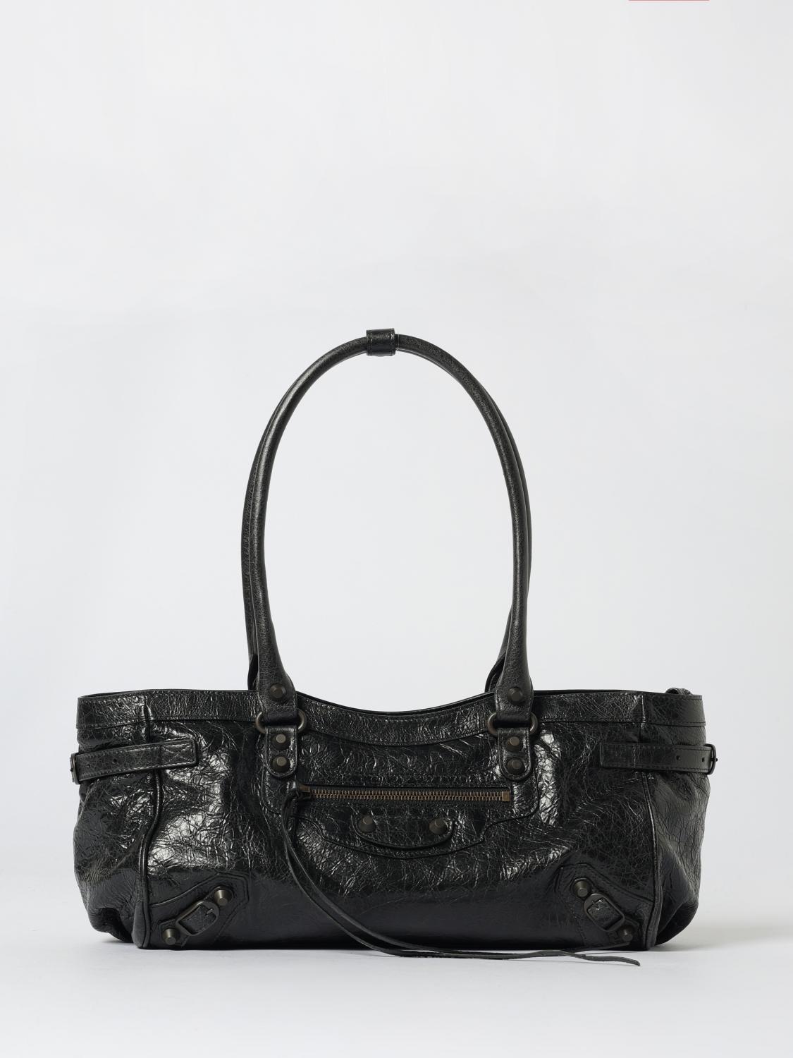 Balenciaga Shoulder Bag Le City East-west In Lambskin. In Black