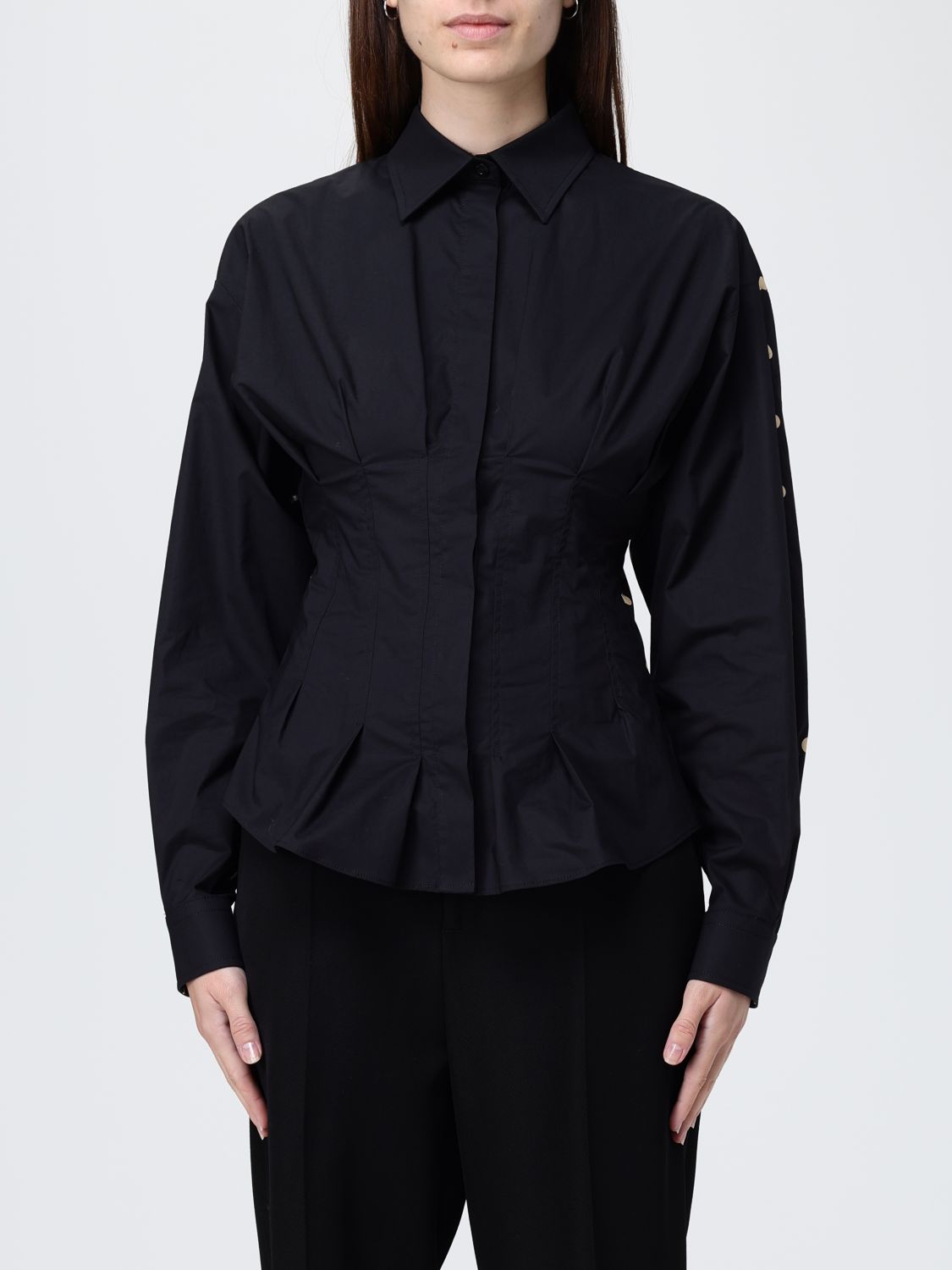Moschino Dotted Shirt With Collar And Long Sleeves In Black