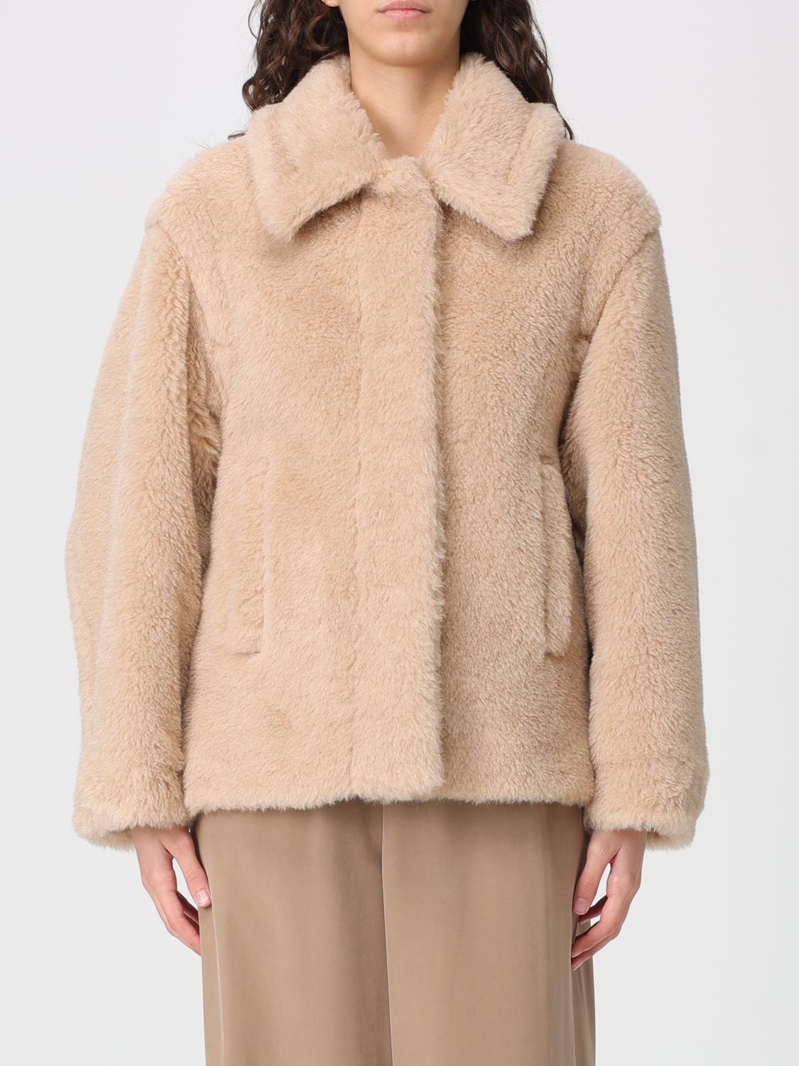 Max Mara Fur Coat Woman color Beige