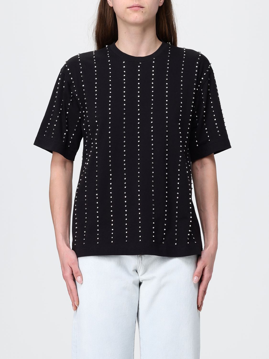 PINKO T-shirts in cotone con borchie