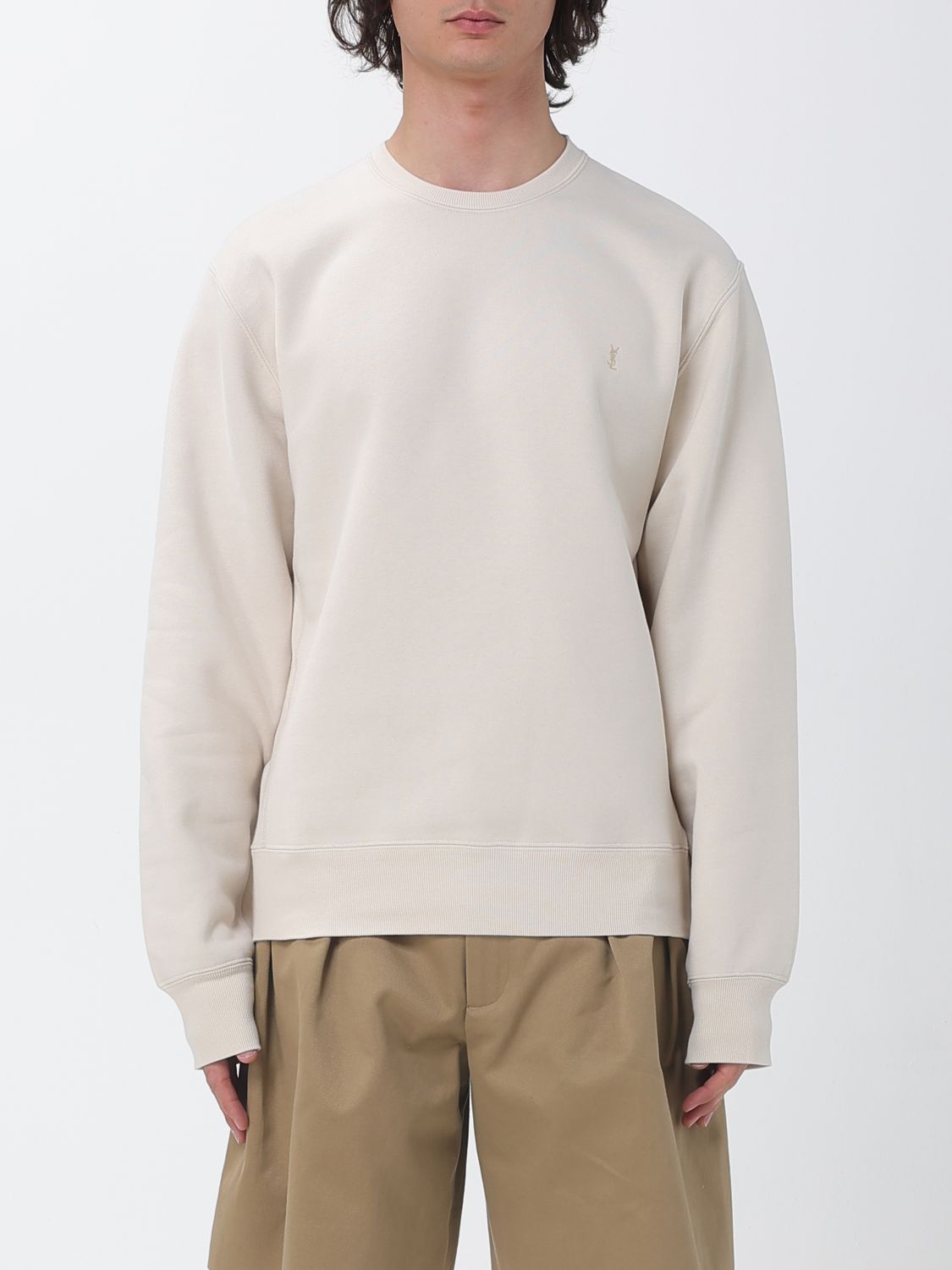SAINT LAURENT Felpa a girocollo in cotone YSL