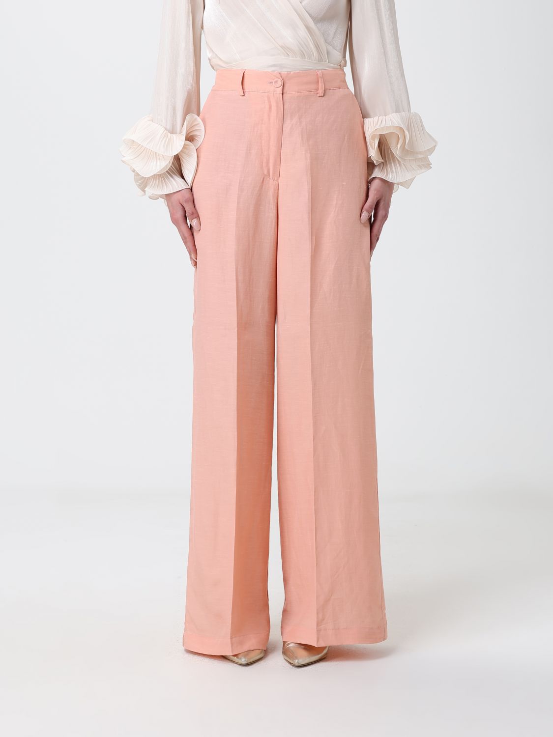 HANITA Pantaloni palazzo in misto lino