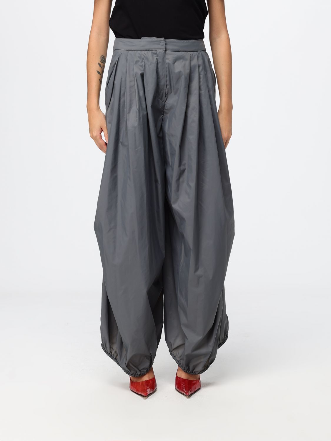 EMPORIO ARMANI Pantaloni a gamba larga in tessuto tecnico con coulisse