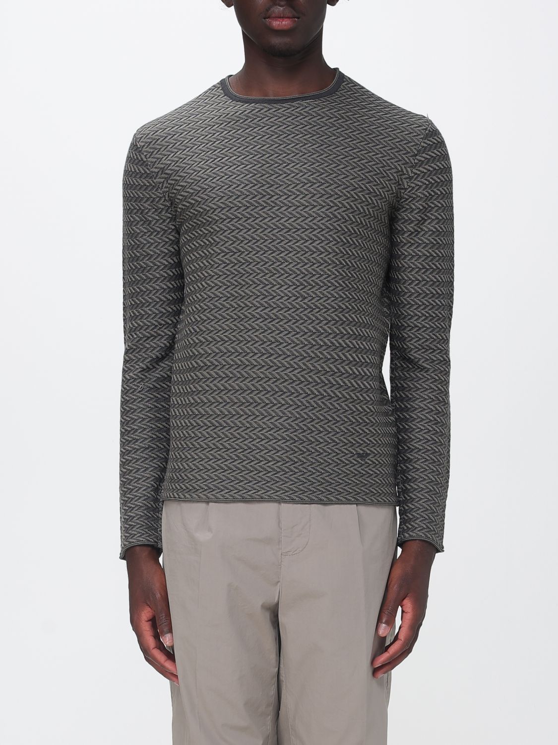 EMPORIO ARMANI Maglia slim fit in pura lana vergine con motivo a zig zag