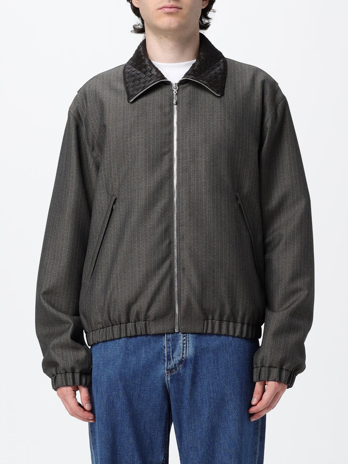 BOTTEGA VENETA Wool and Mohair Blend Bomber Jacket with Leather Collar