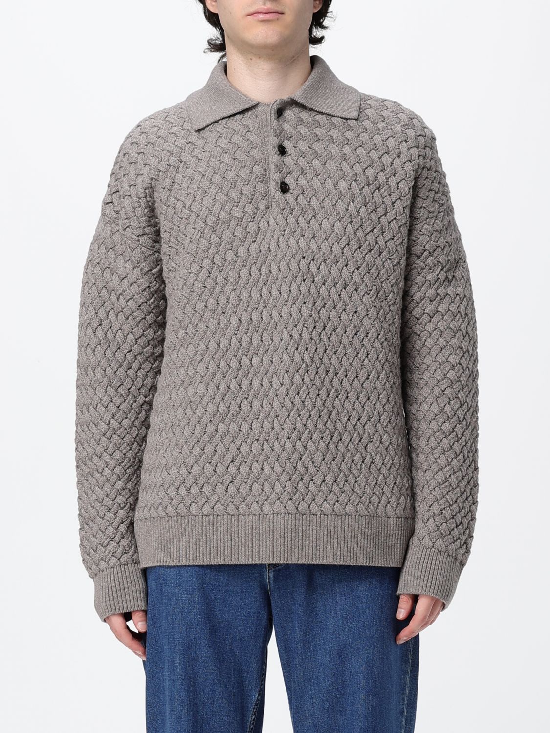 BOTTEGA VENETA Relaxed Fit Long-Sleeve Knitted Wool Polo Shirt