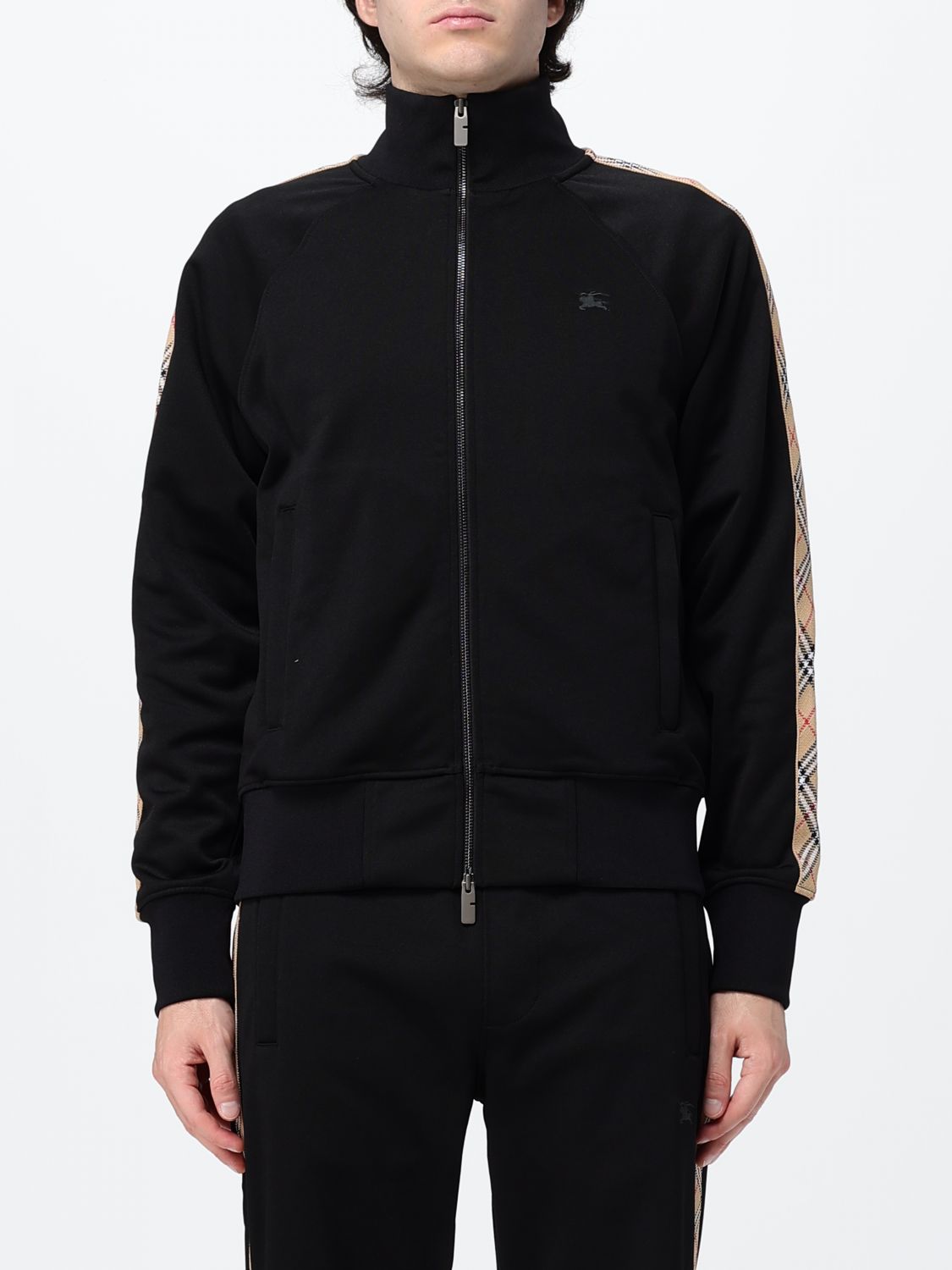 Burberry Zip-Up Sweatshirt in Cotton Blend with Turtleneck and EKD Logo · S