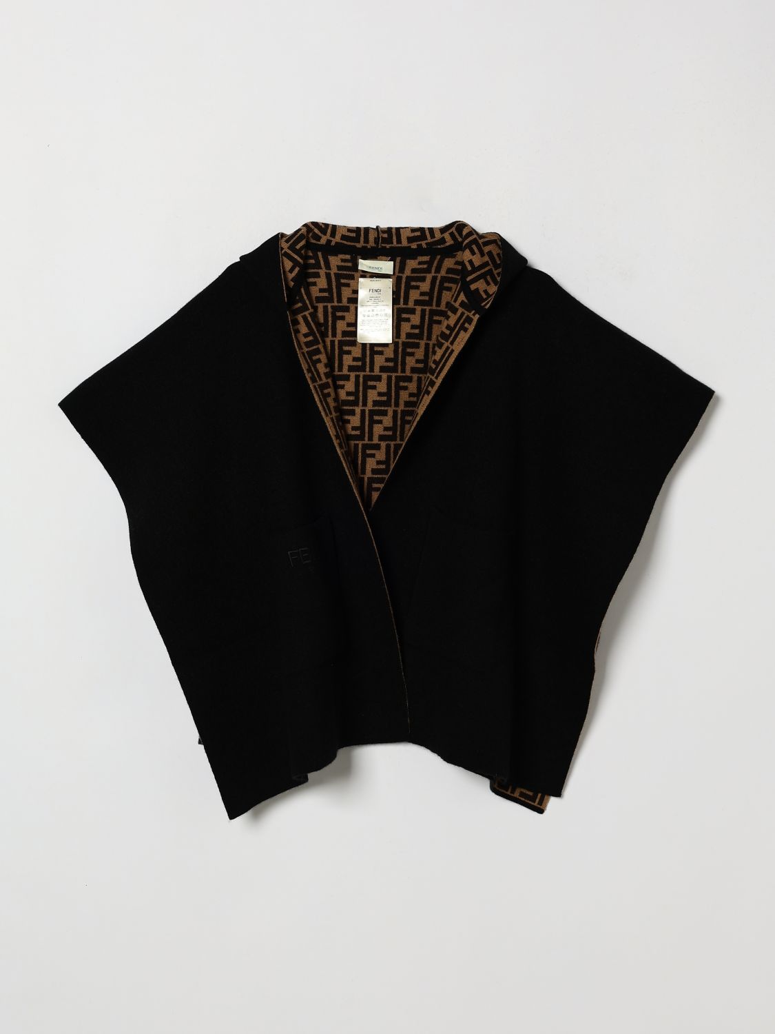 FENDI Oversize-Cape für Jungen von aus Wolle und Kaschmir mit FF-Monogramm