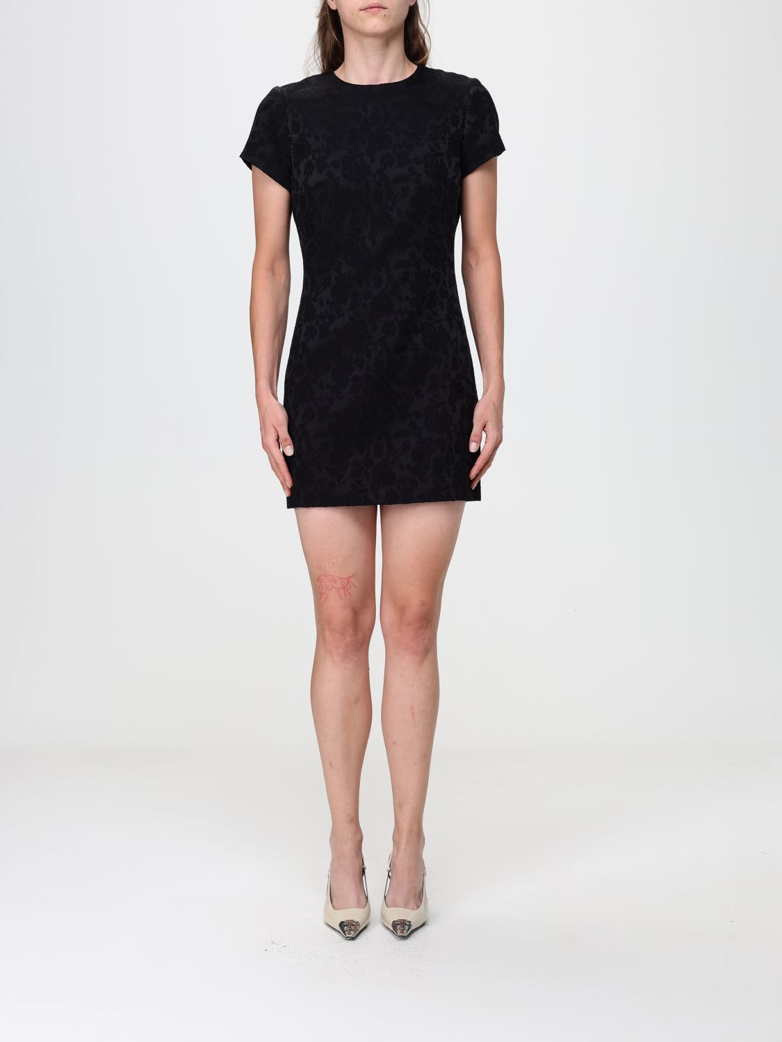 SAINT LAURENT Minikleid aus Baumwollmischung mit Blumendruck im Etui-Stil