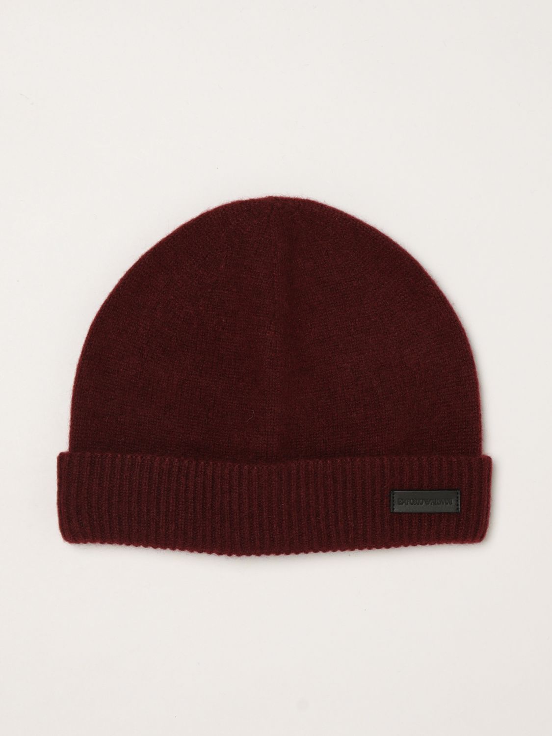 EMPORIO ARMANI Beanie-Mütze aus reinem Kaschmir mit Rippstrick