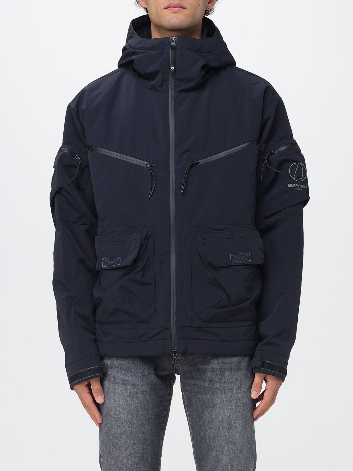 Murphy & nye Hooded Nylon Windbreaker Jacket with a Relaxed Fit