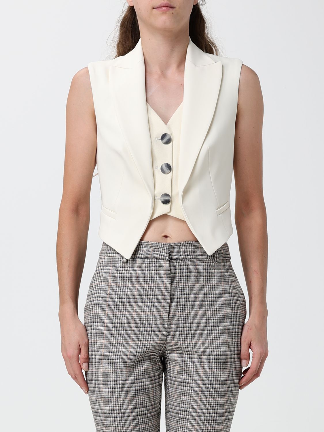 Hanita Single-Breasted Tailored Waistcoat with Peak Lapels and Asymmetrical Hem