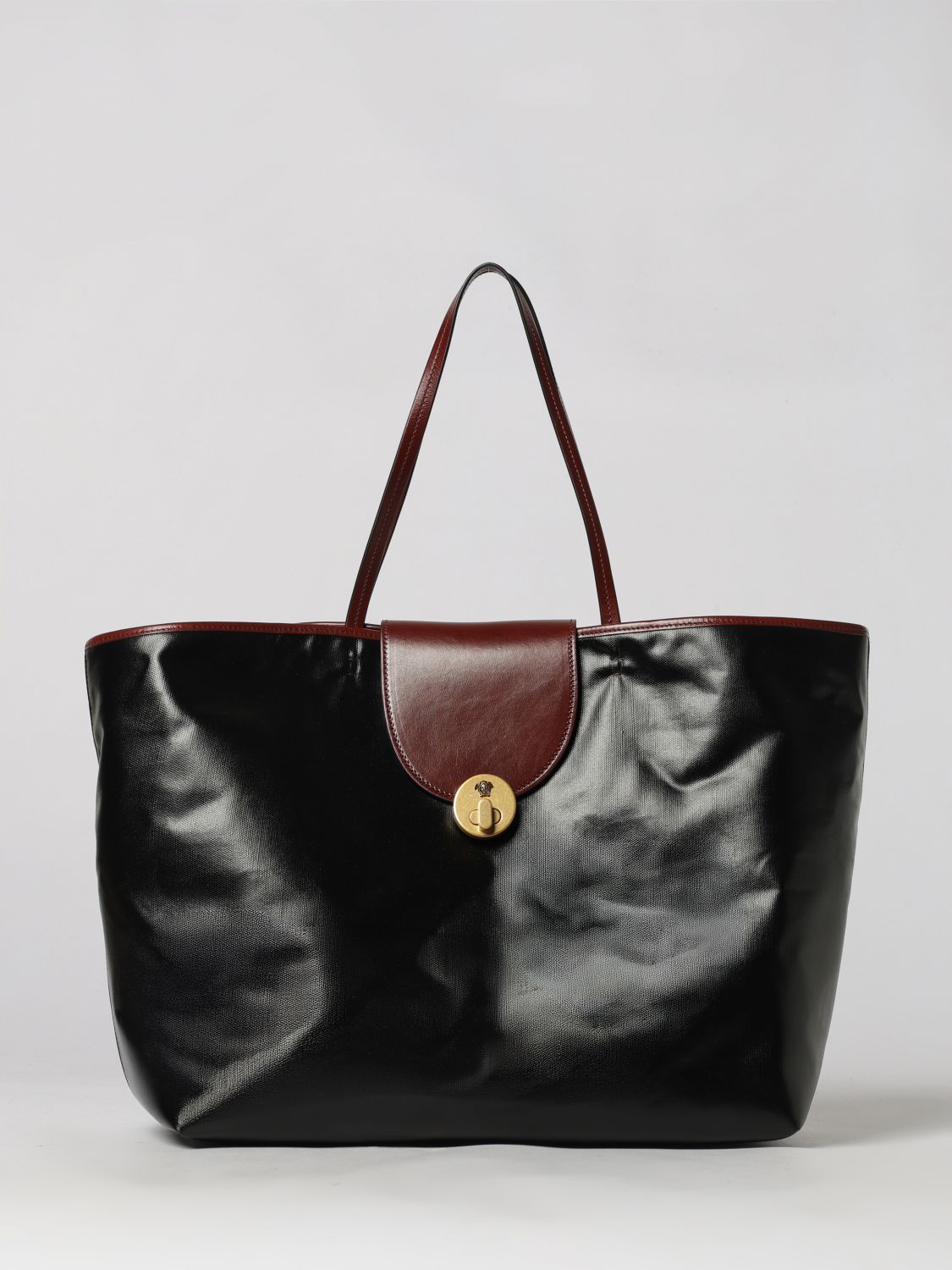 VERSACE Vivian Waxed Cotton and Leather Tote Bag with Medusa Logo VERSACE Vivian Waxed Cotton and Leather Tote Bag with Medusa Logo